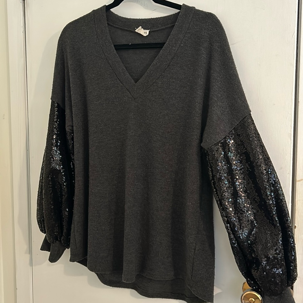 Lovely melody sequin sleeve sweater